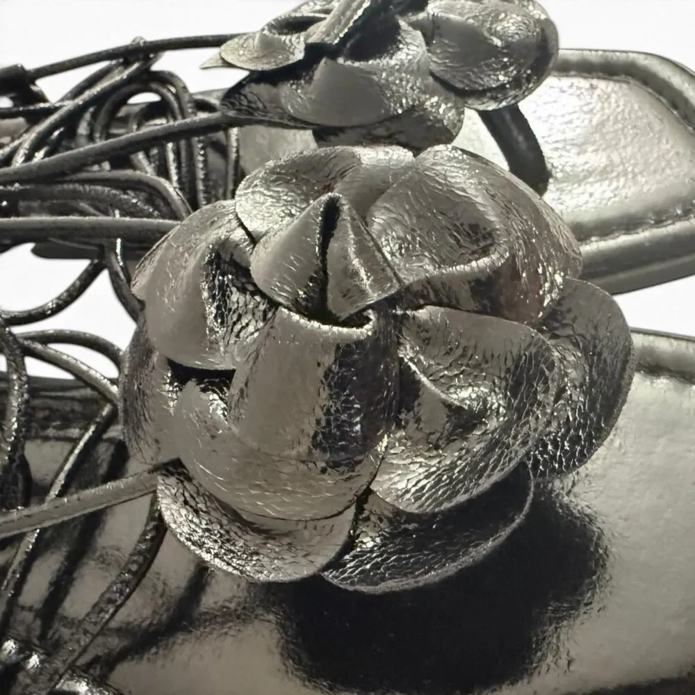 I.N.C. International Concepts Gilma Flower Lace-Up Black Patent Sandals, 10M - Picture 5 of 9